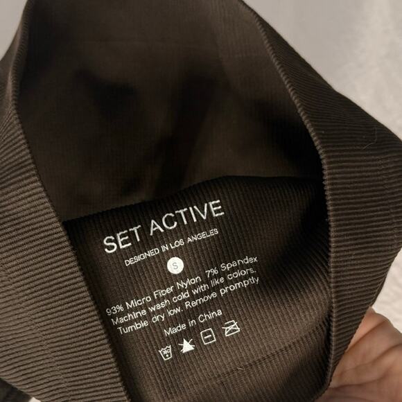 SET ACTIVE Sculptflex Ribbed V Bra Espresso Gym Working Yoga Small - Picture 4 of 4